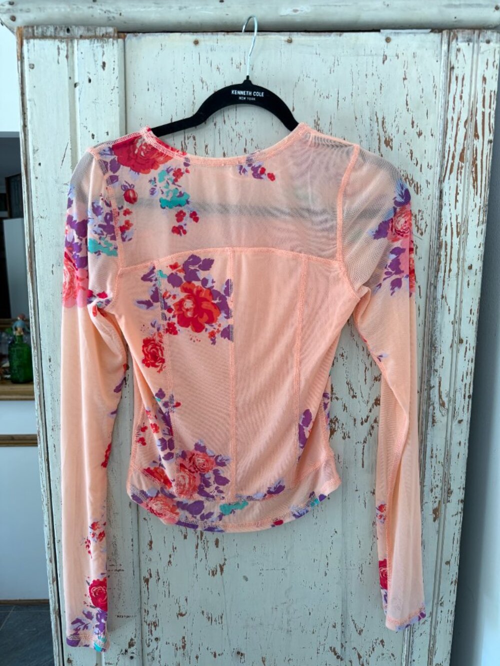 FREE PEOPLE MESH FLORAL LONG SLEEVE TOP - Picture 4 of 4